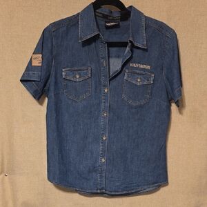 Harley-Davidson Dark Blue Denim Button-Up Shirt